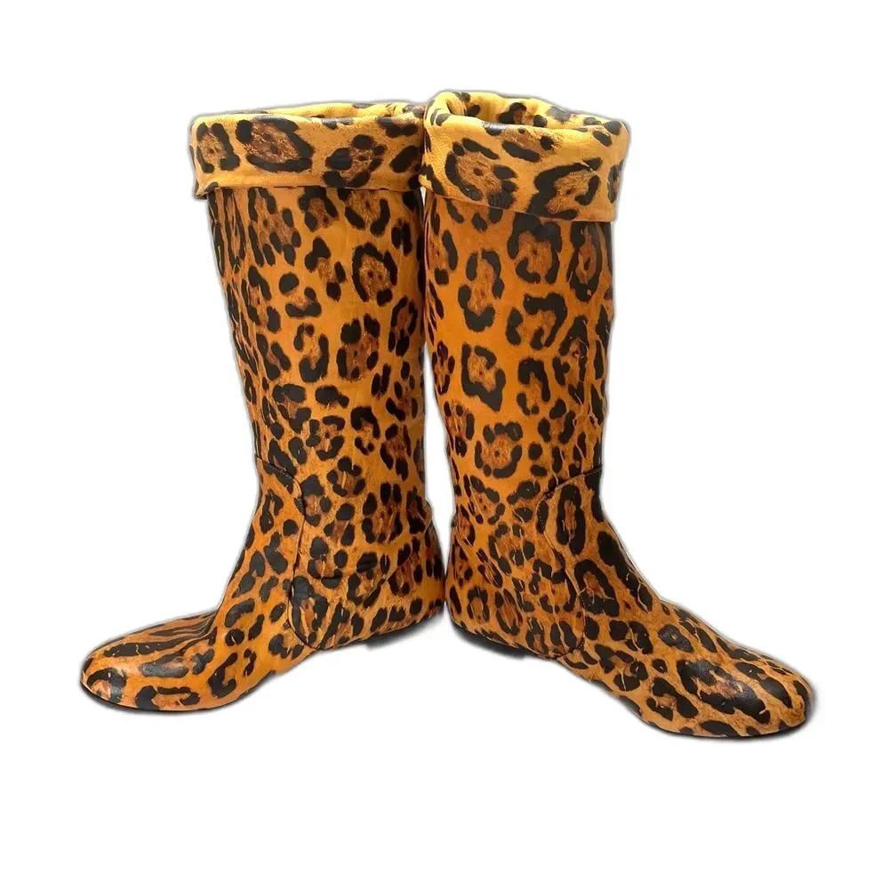 Guissepe Zanotti Leather Faux Cheetah Knee boots sz 7 US